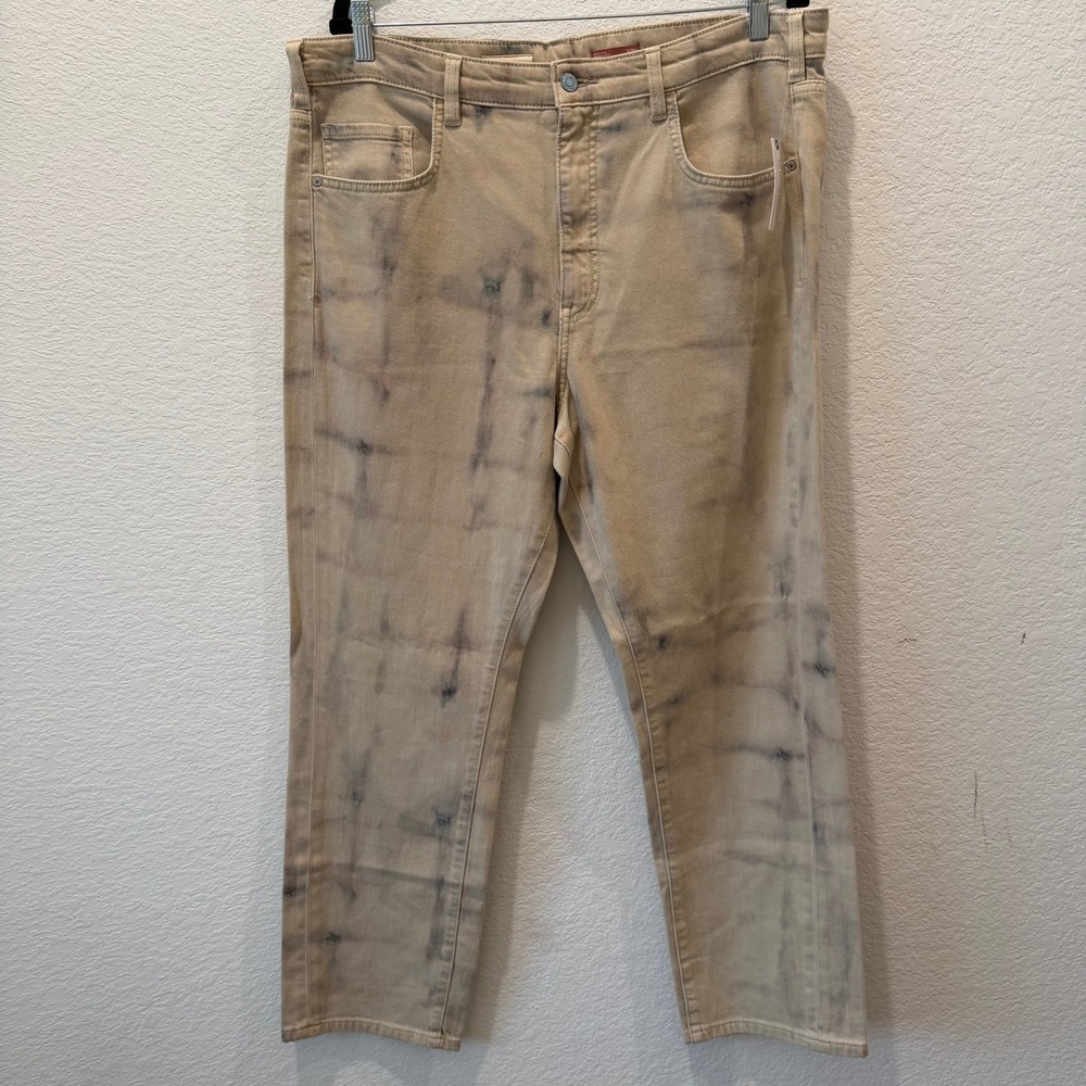 Anthropologie Pilcro The Borrowed Tie Dye Straight Leg Jeans Tan 32 Tall NWT